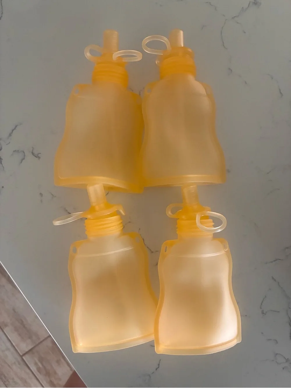 Yellow Silicone Reusable Squishy Pouches - Set of 4